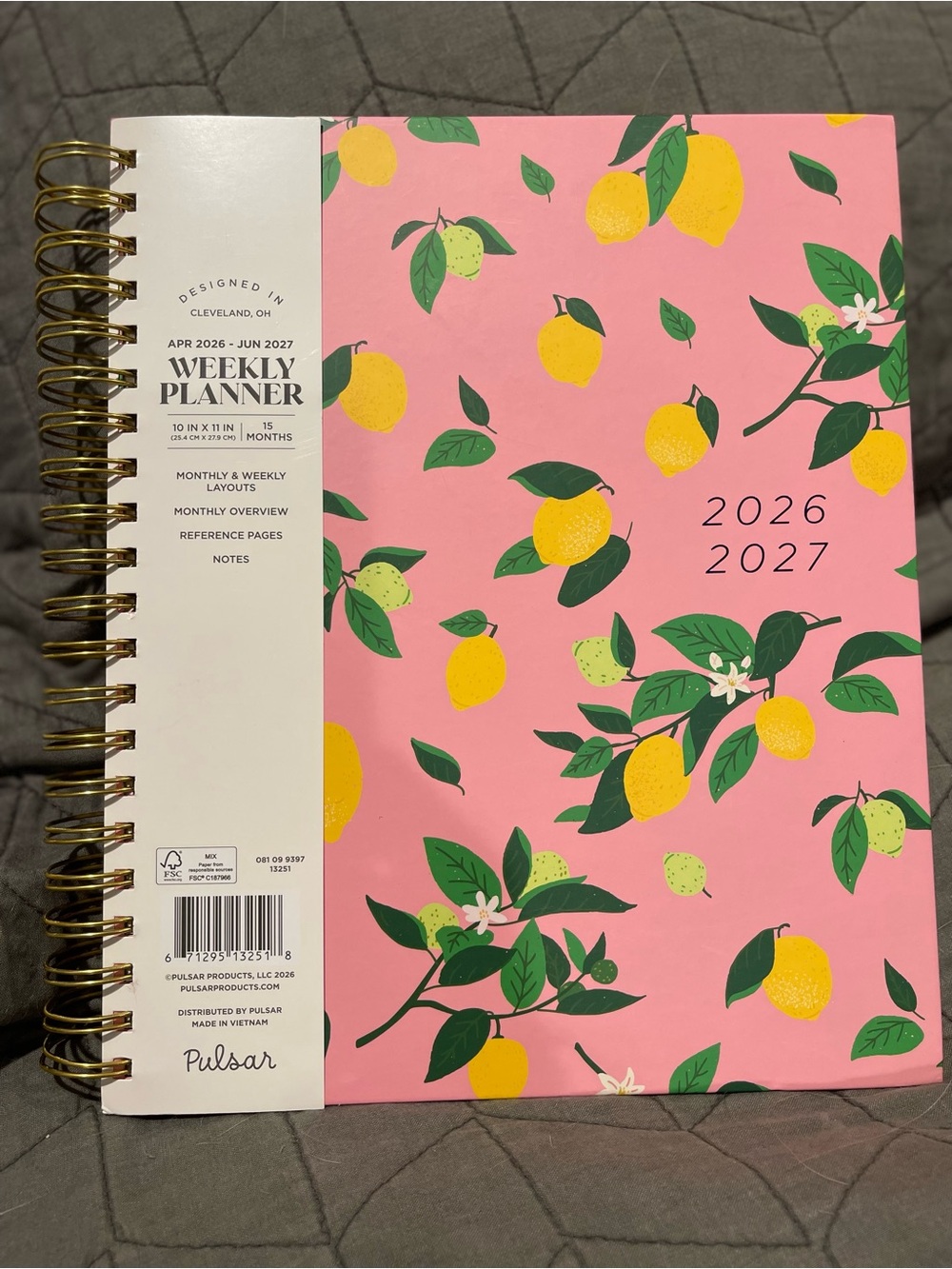 Pulsar 2026-2027 Weekly Planner Pink/Lemon Design New